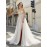 High Slit Luxury Beach Wedding Dresses, Sweetheart Lace Up Back A-Line Tulle Formal Evening Gowns with Hand Beading for Women