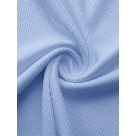 Sold Ribbed Elastic Waist Shorts, Casual Basic Shorts For Summer & Spring, Women's Clothing