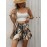 Fashionable High Waist Allover Print Shorts - Casual Drawstring Design, Skinny Fit for Summer - Trendy Womens Clothing for Sunny Days