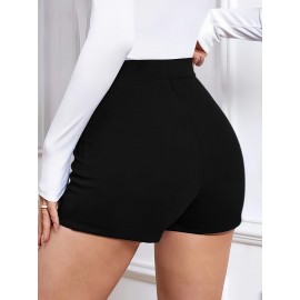 Double Breasted High Waist Shorts, Versatile Shorts For Spring & Summer, Women's Clothing