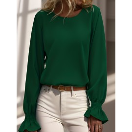 TooluckWomens Casual Tops Blouses Long Sleeve Ruffle Sleeve Loose Shirts