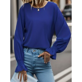 TooluckWomens Casual Tops Blouses Long Sleeve Ruffle Sleeve Loose Shirts